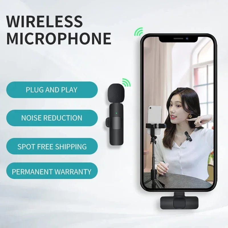 Wireless Windproof Microphone for iPhone16 Shoot vlog YouTube